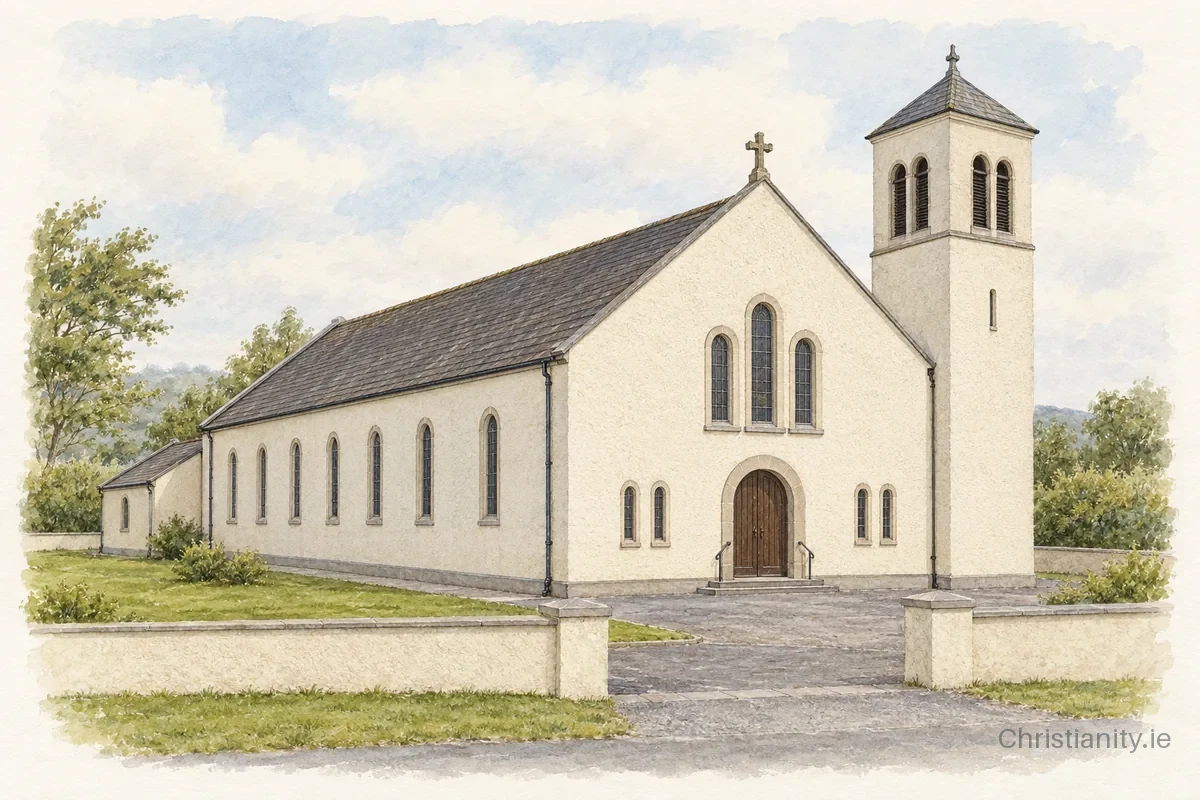Watercolour and ink illustration of Church Of The Holy Family, Duniry
