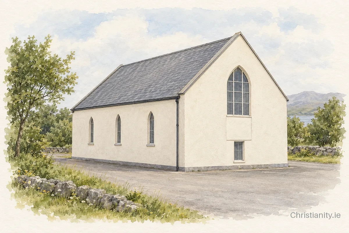 Watercolour and ink illustration of Church of the Immaculate Conception, Ballinakill
