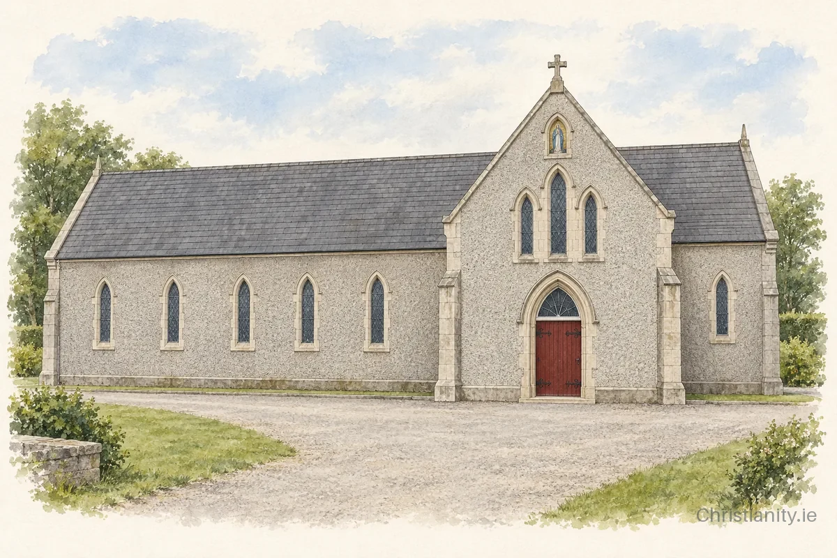Watercolour and ink illustration of Church of The Immaculate Conception, Ballinlough