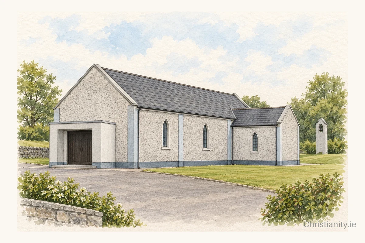 Watercolour and ink illustration of Church of the Immaculate Conception, Ballywilliam