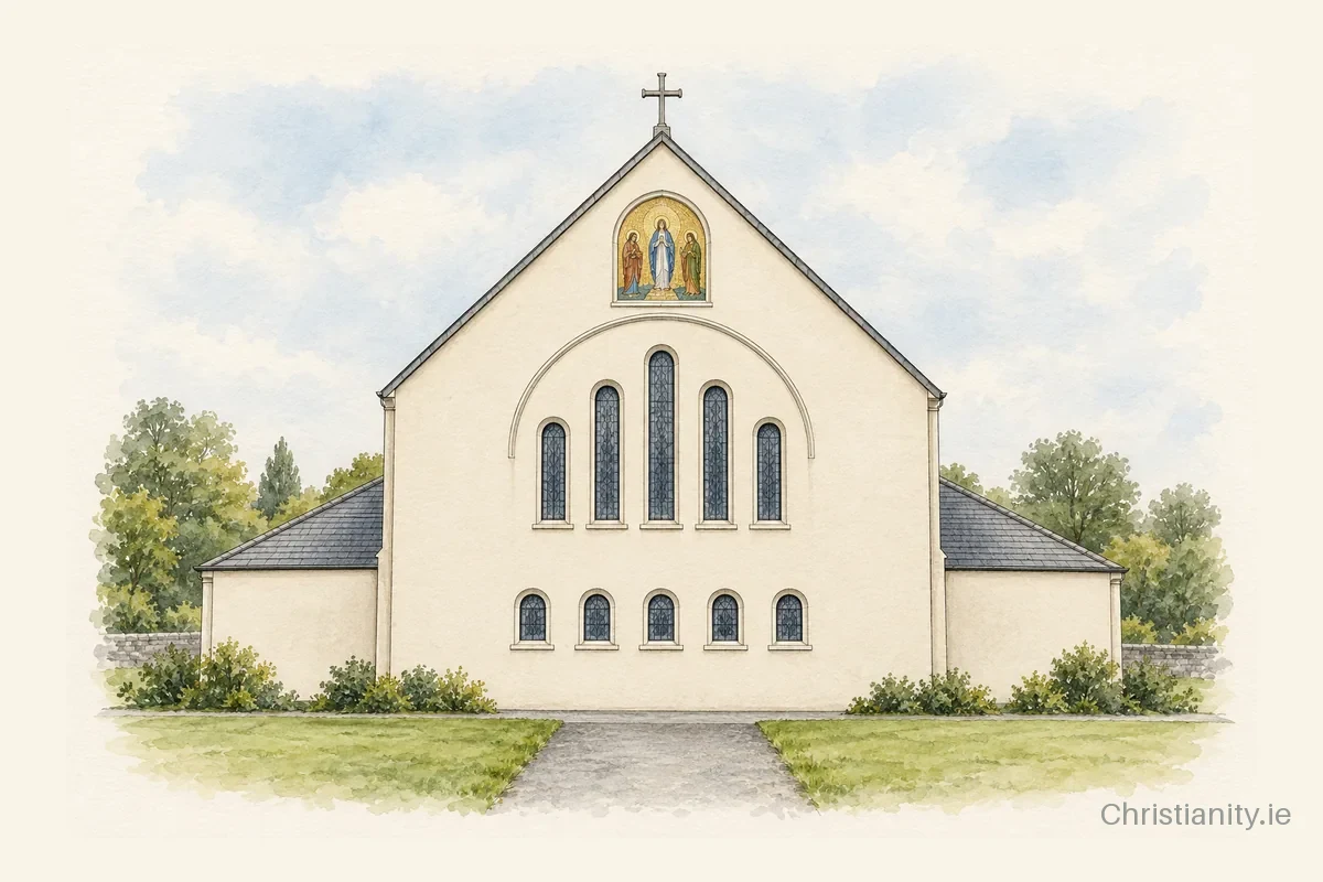 Watercolour and ink illustration of Church of the Immaculate Conception, Boherlahan