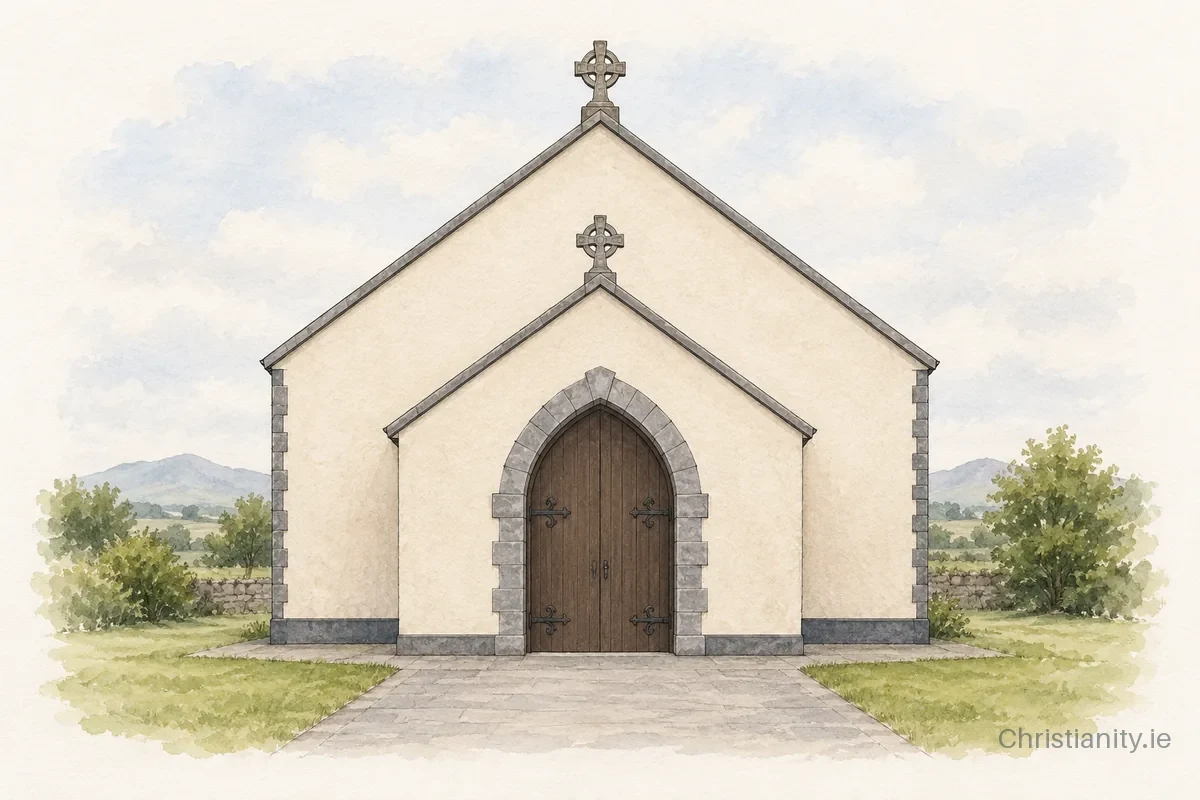 Watercolour and ink illustration of Church of the Immaculate Conception