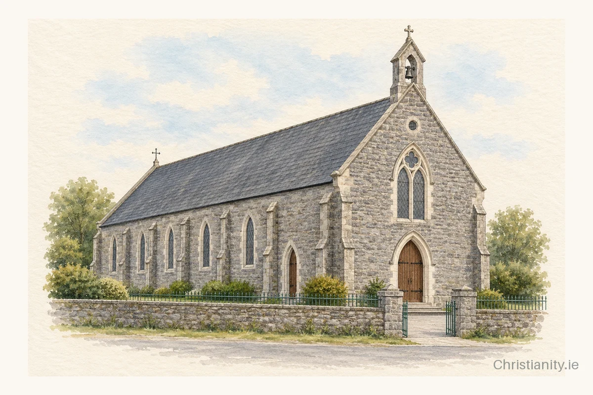 Watercolour and ink illustration of Church of the Immaculate Conception, Glin