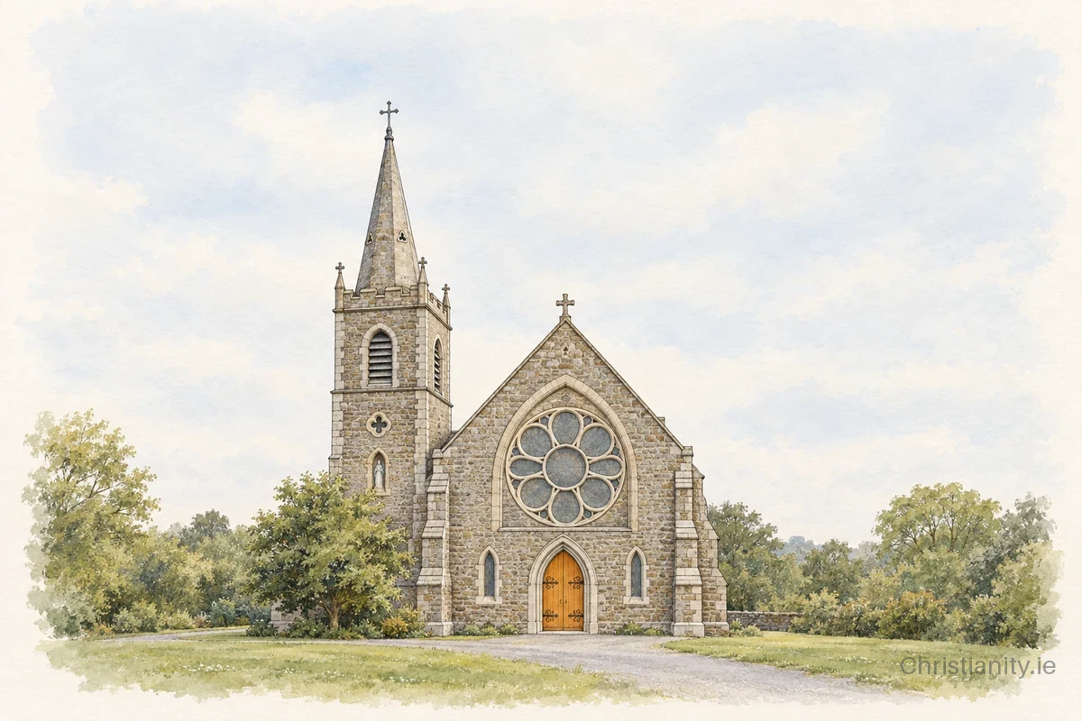 Watercolour and ink illustration of Church of the Immaculate Conception, Louth