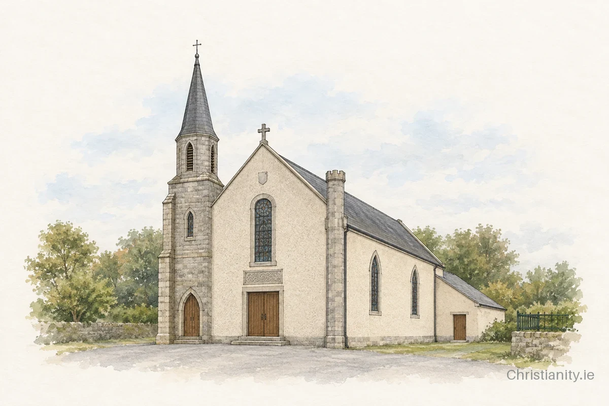 Watercolour and ink illustration of Church of the Immaculate Conception, Rochfortbridge