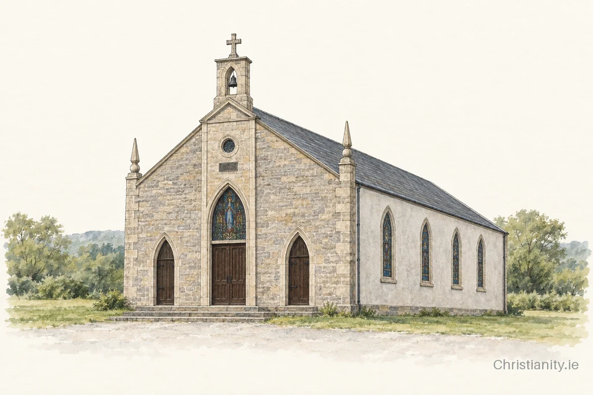 Watercolour and ink illustration of Church of the Immaculate Conception ( St. Mary's), Annaduff