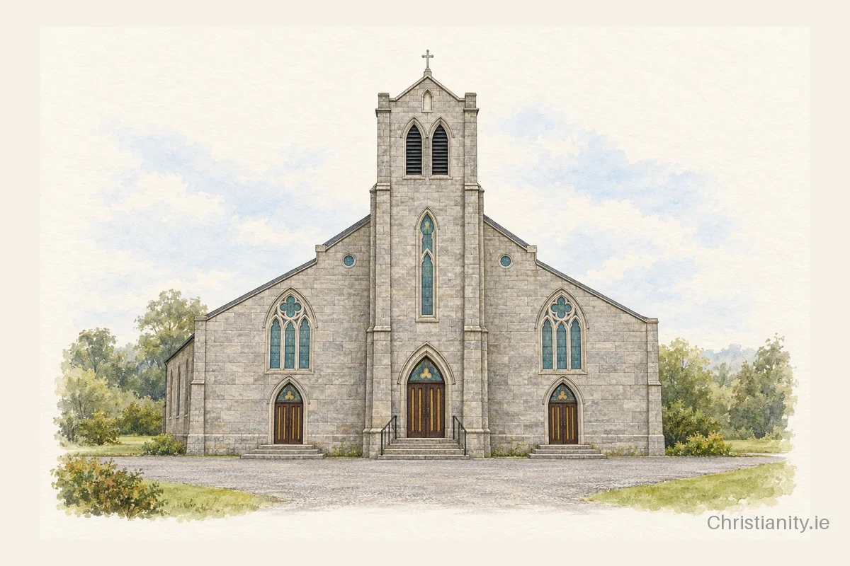 Watercolour and ink illustration of Church of the Immaculate Conception, Strokestown