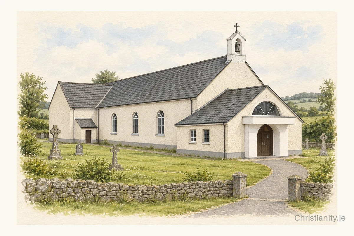 Watercolour and ink illustration of Church Of The Immaculate Conception, Walsh Island