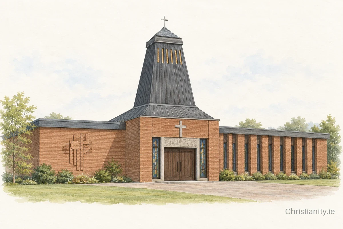 Watercolour and ink illustration of Church of the Incarnation, Frankfield/Grange