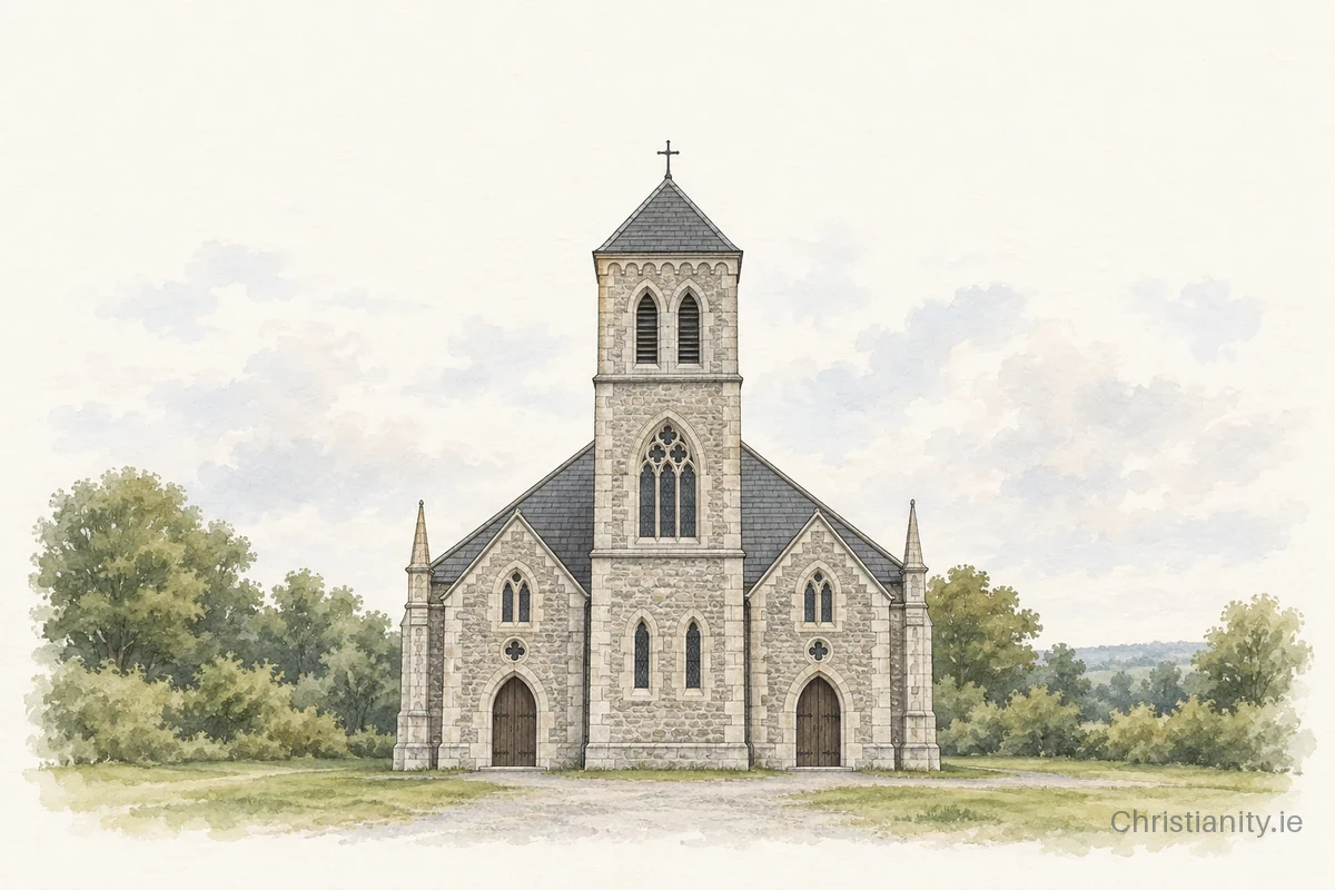 Watercolour and ink illustration of Church of the Most Holy Redeemer, Ballymore