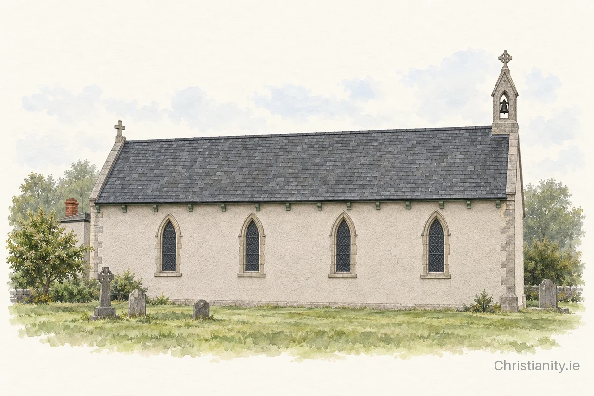 Watercolour and ink illustration of Church of the Sacred Heart, Boho