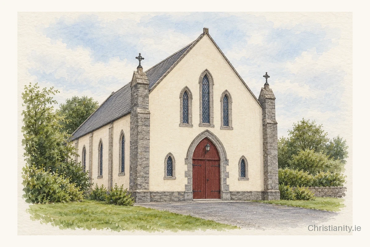 Watercolour and ink illustration of Church Of The Sacred Heart, The Hollow