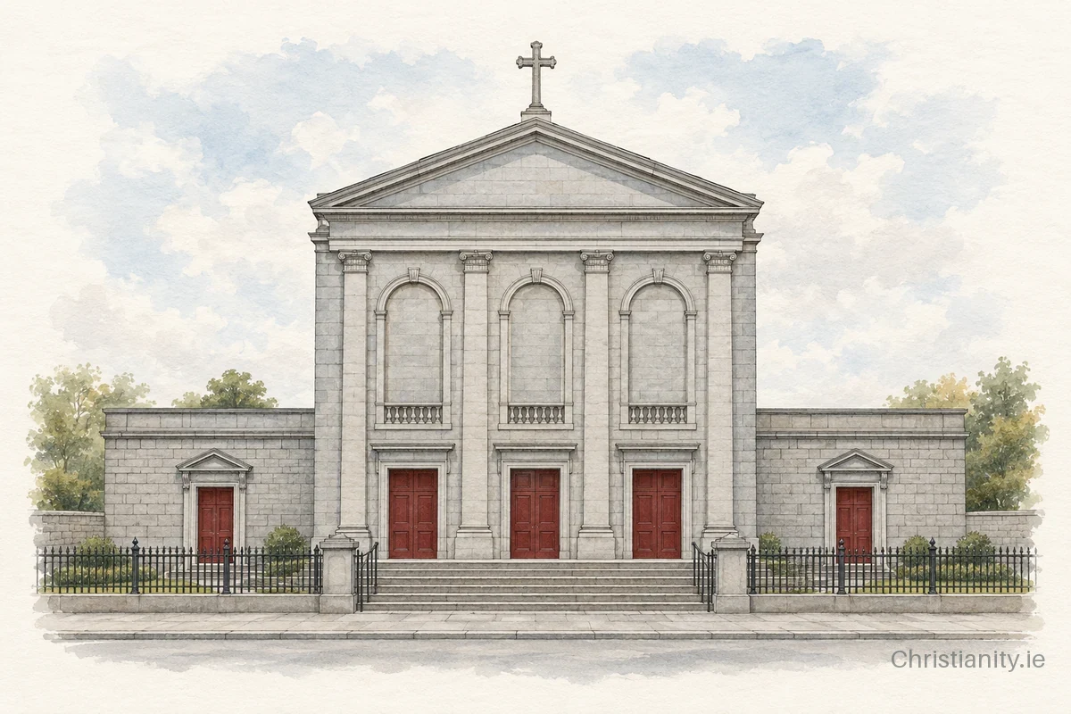 Watercolour and ink illustration of Church of the Three Patrons