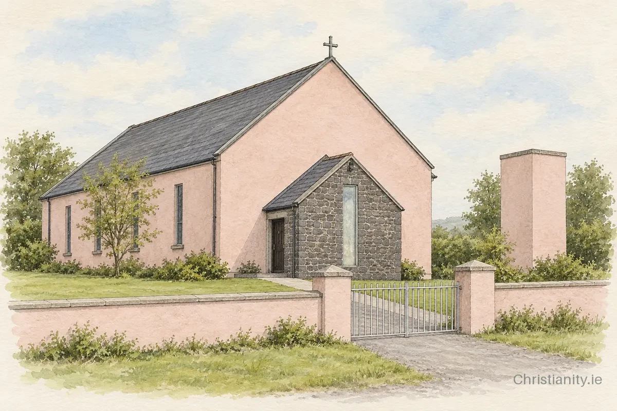 Watercolour and ink illustration of Church of the Visitation, Ballyhahill