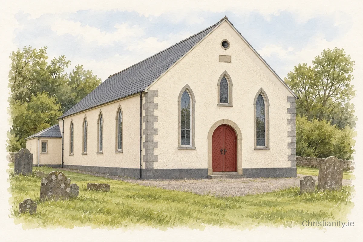 Watercolour and ink illustration of Churchtown Presbyterian Church