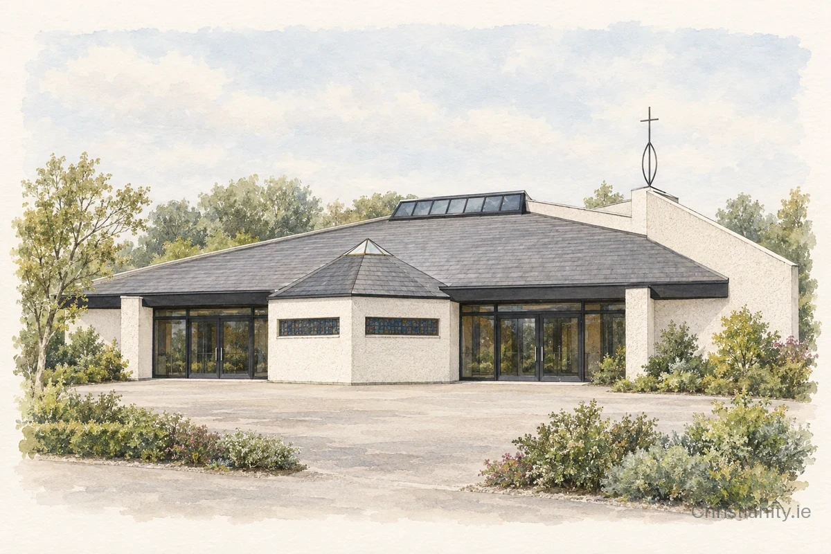 Watercolour and ink illustration of Cill Mhuire Church