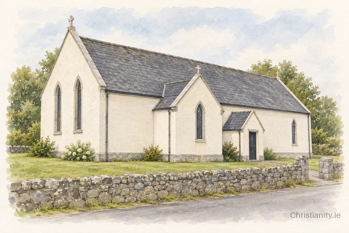 Watercolour and ink illustration of Cill Mhuire