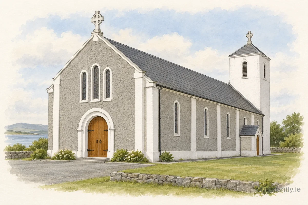 Watercolour and ink illustration of Cill Treasa, Ros a’ Mhíl