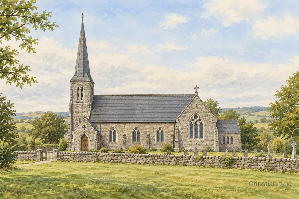 Watercolour and ink illustration of Clanabogan