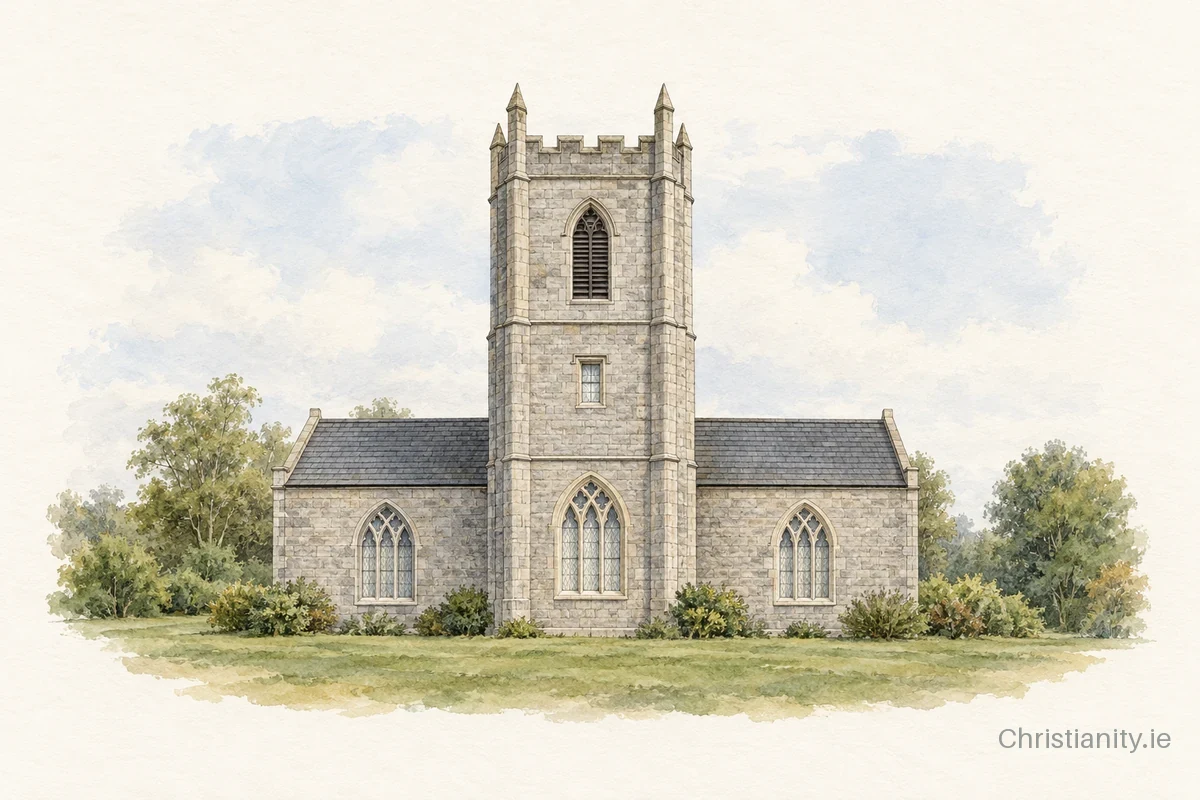 Watercolour and ink illustration of Clonbroney Killoe St Catherine (Killoe)