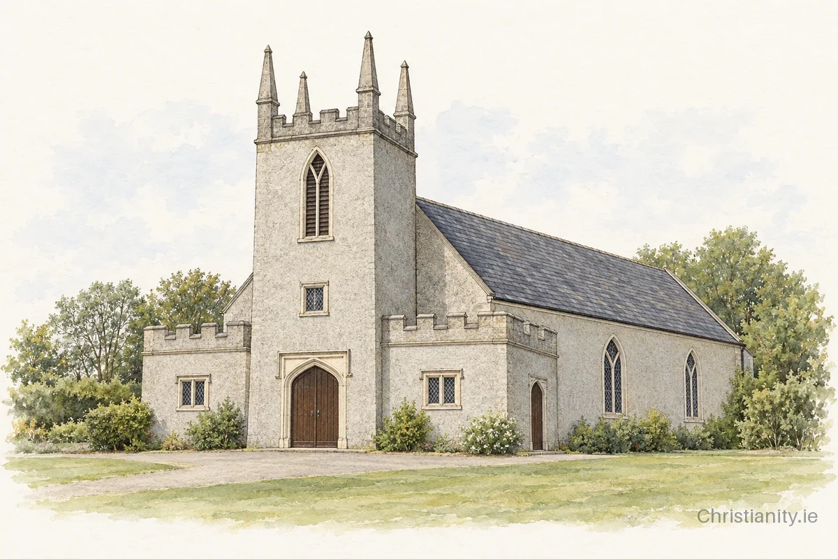 Watercolour and ink illustration of Clone St Paul (Solsboro)