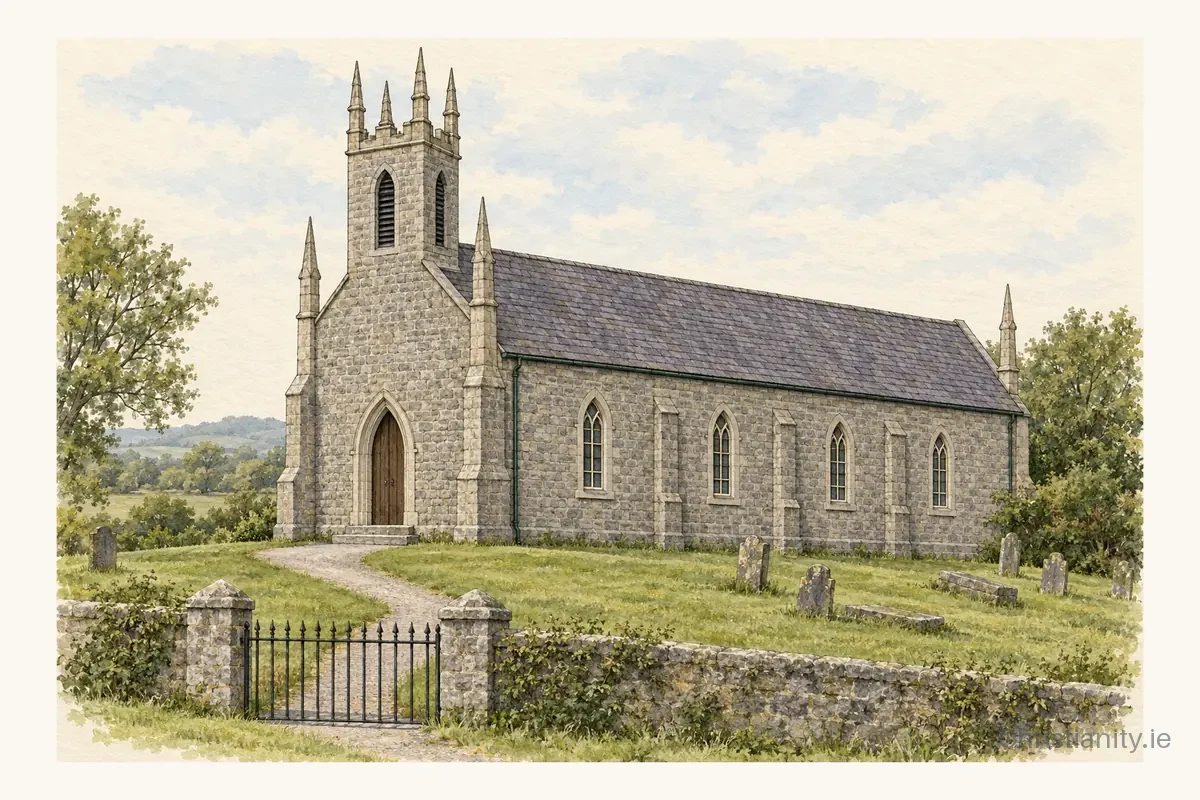 Watercolour and ink illustration of Cloneyhurke (Garryhinch)