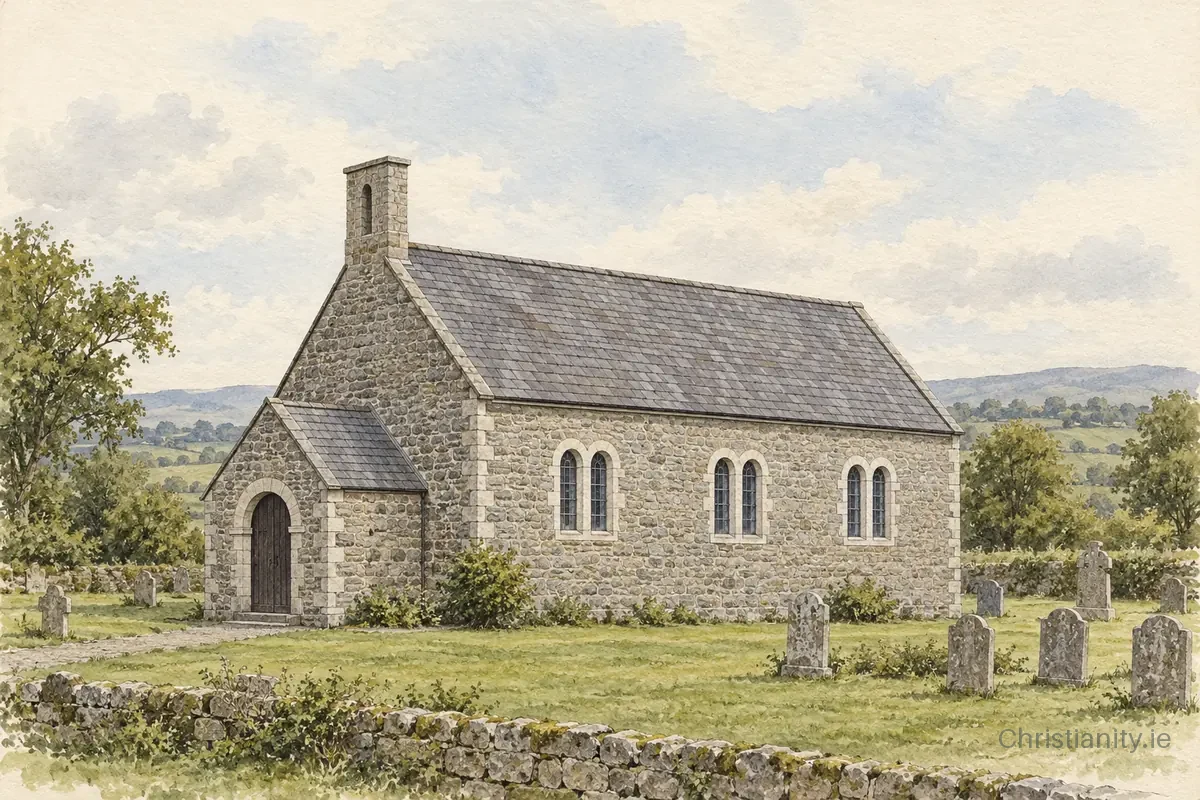 Watercolour and ink illustration of Clonoe St Michael (Killary)