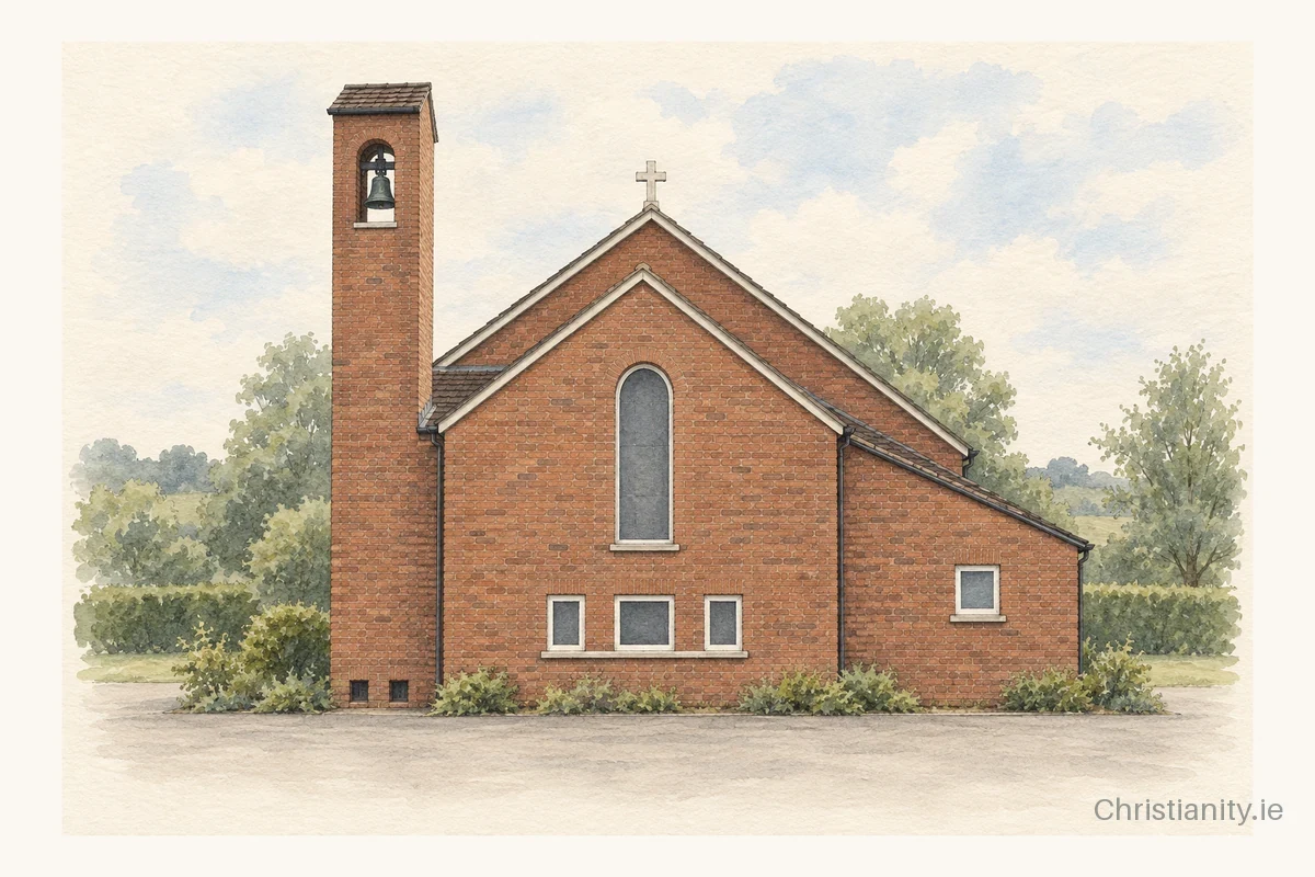 Watercolour and ink illustration of Cloughfern Church Of The Ascension