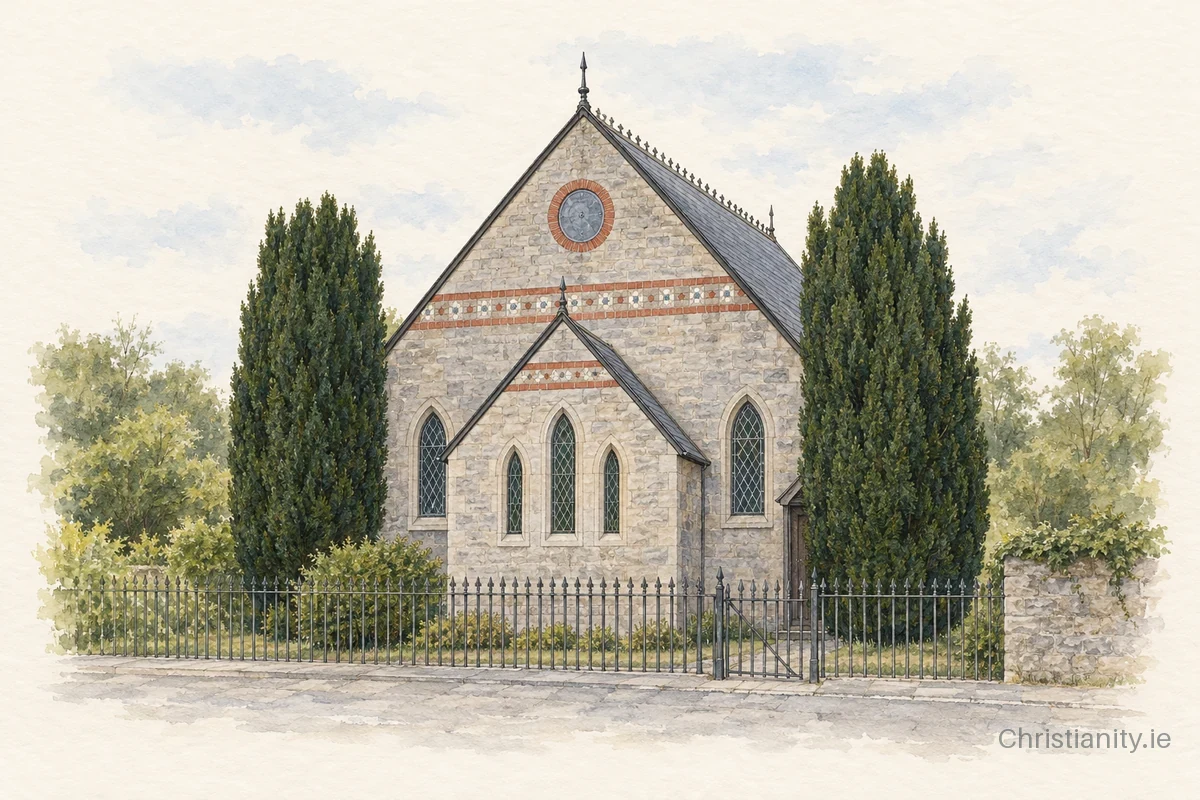 Watercolour and ink illustration of Cloughjordan Methodist Church