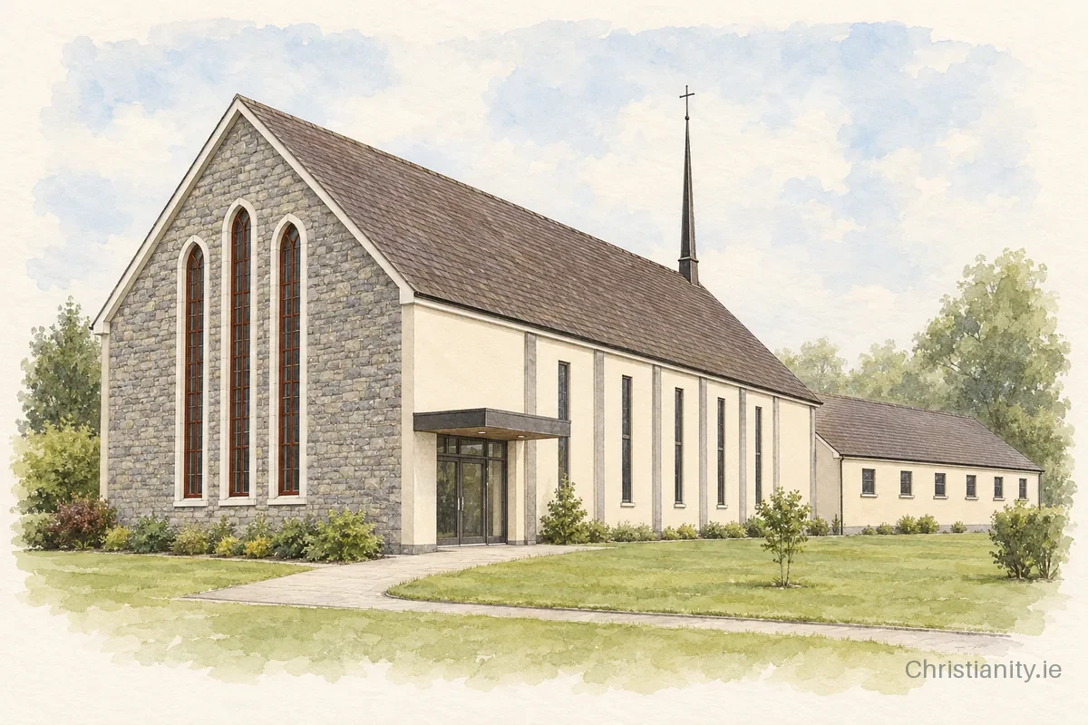 Watercolour and ink illustration of Coleraine Free Presbyterian Church