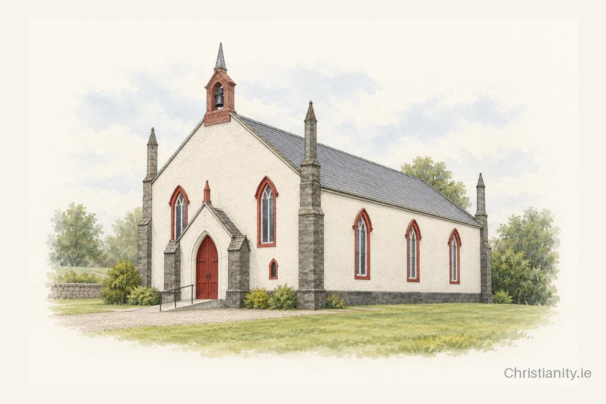 Watercolour and ink illustration of Columbkille St Thomas (Aughnacliffe)