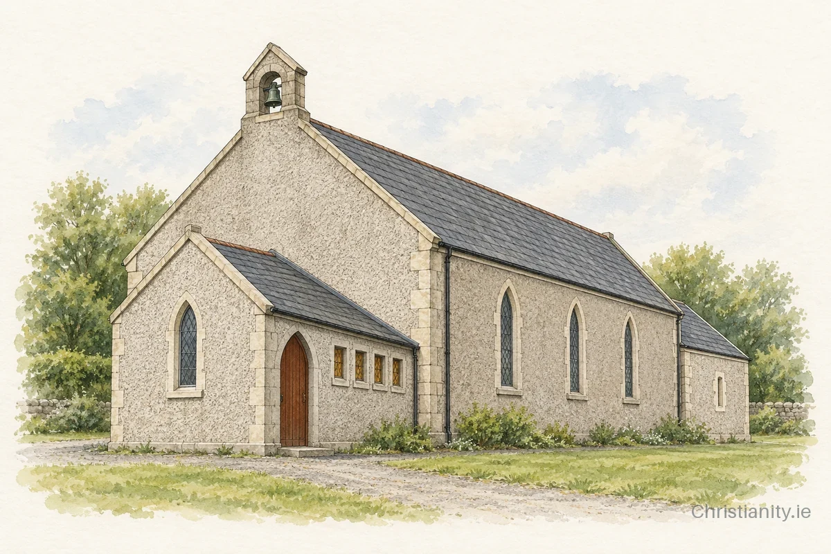 Watercolour and ink illustration of Conary St Bartholomew (Castlemacadam)
