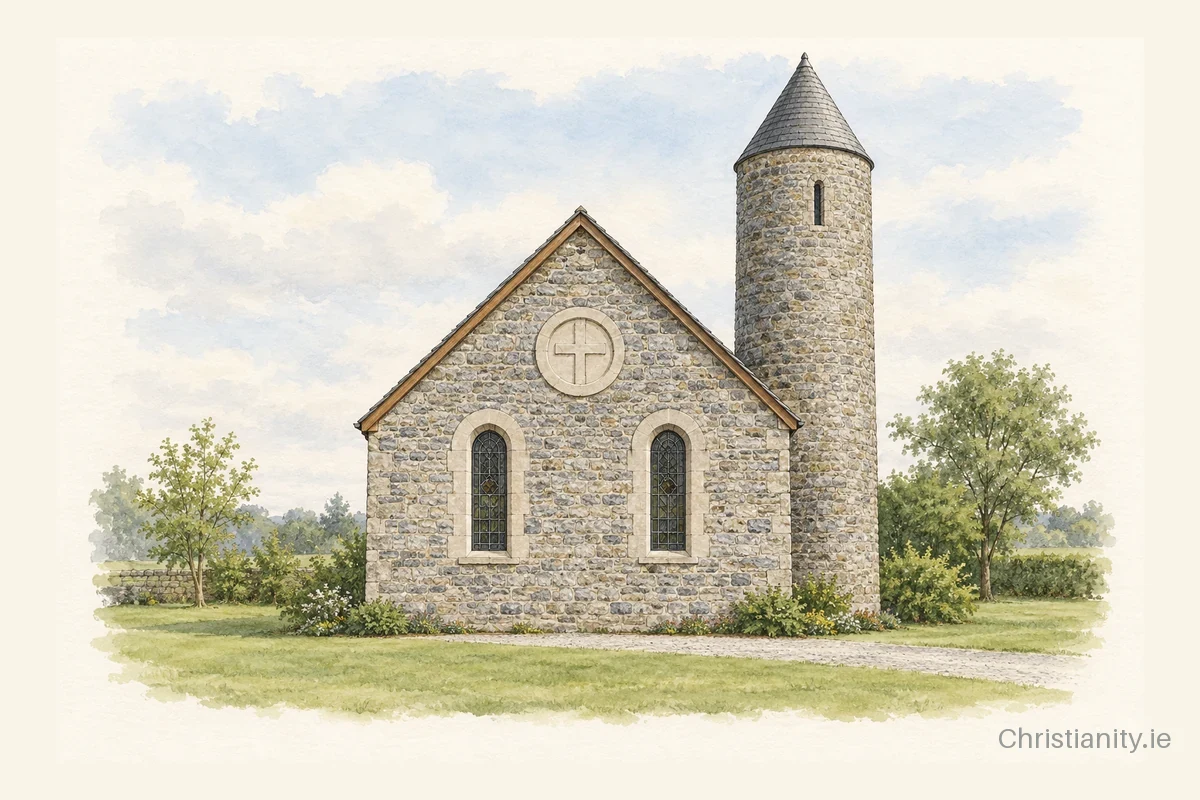 Watercolour and ink illustration of Coolcarrigan