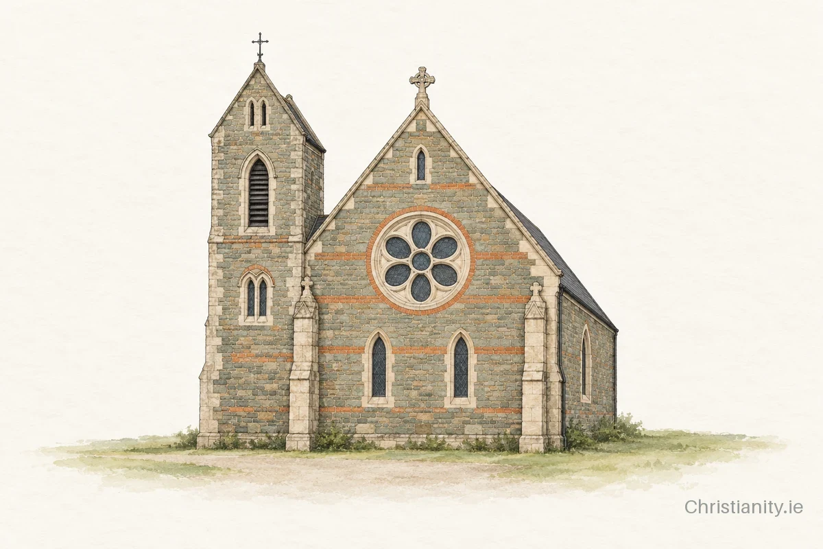 Watercolour and ink illustration of Corkbeg St Michael & Allangels (Whitegate)