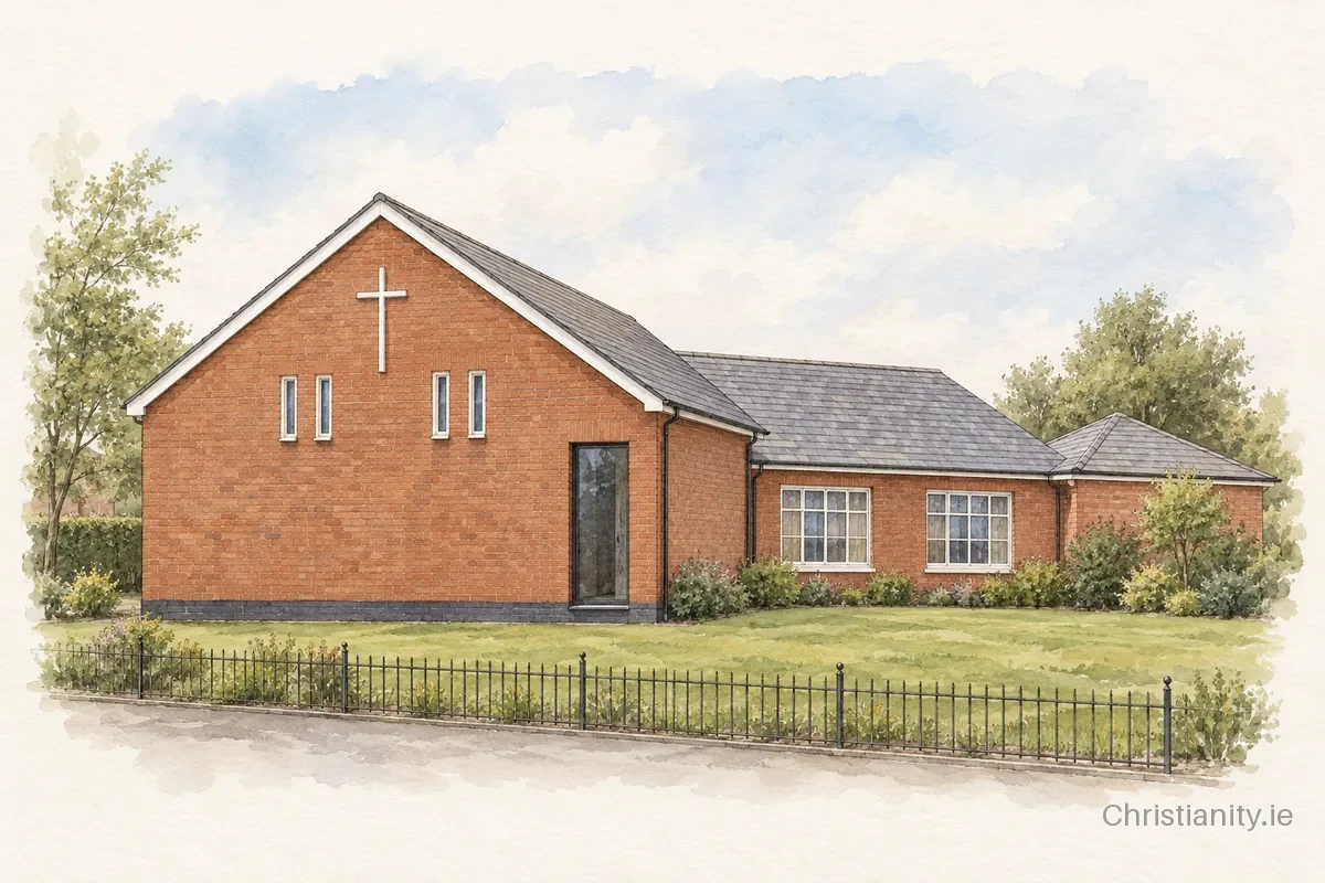 Watercolour and ink illustration of Cornerstone (Knockbreda) Methodist Church