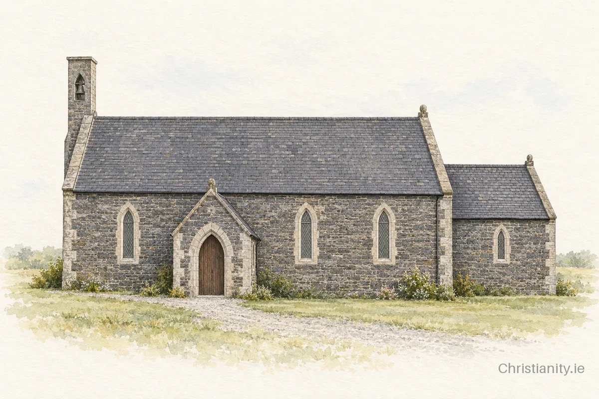 Watercolour and ink illustration of Corrawallen St Columba