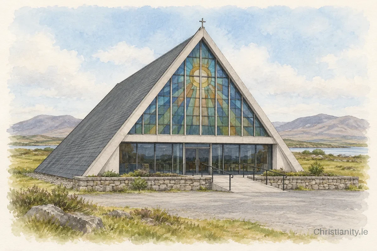 Watercolour and ink illustration of Creeragh Church (Our Lady or the Roadside)