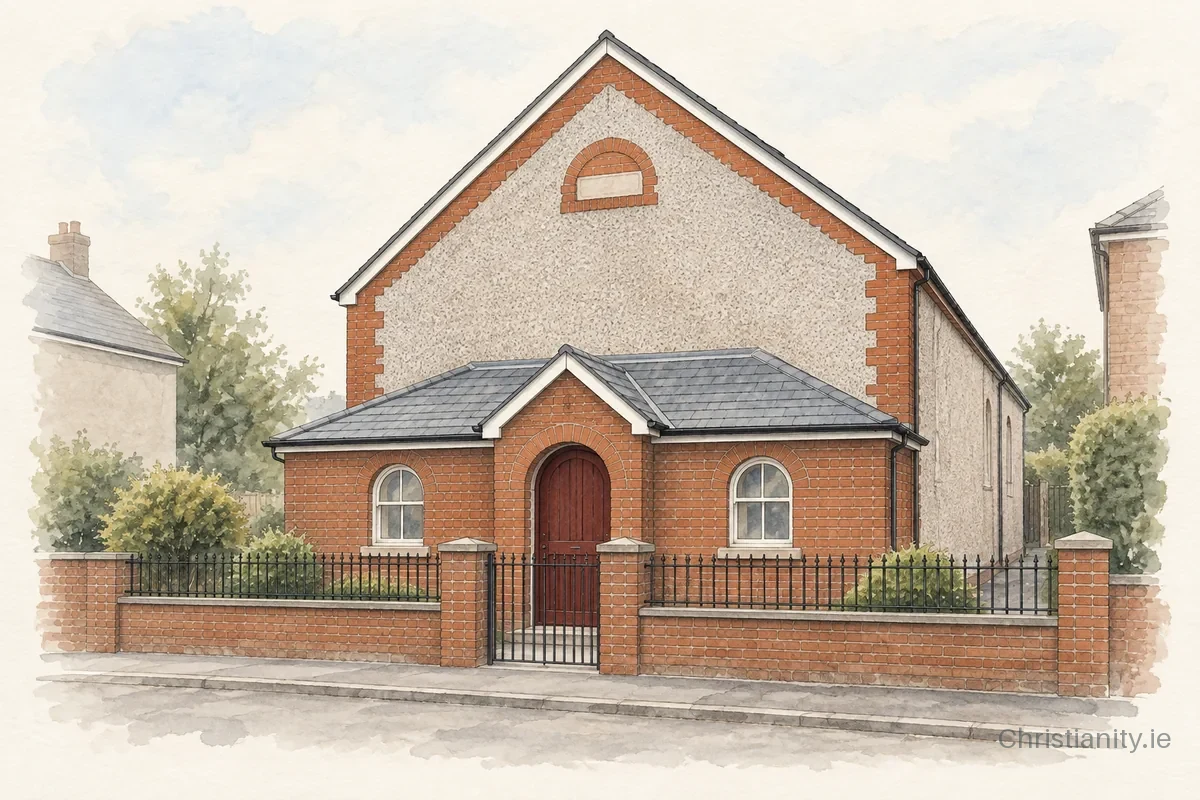 Watercolour and ink illustration of Cregagh Baptist Church