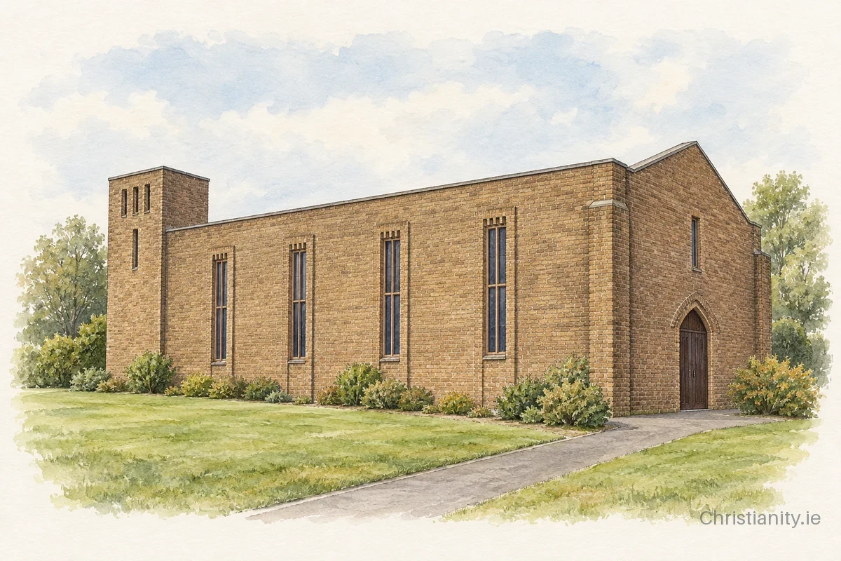 Watercolour and ink illustration of Crumlin St Mary
