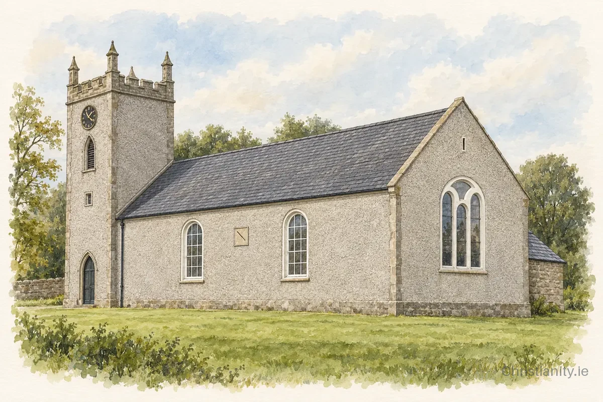 Watercolour and ink illustration of Culdaff St Baudan (Carrowbeg)