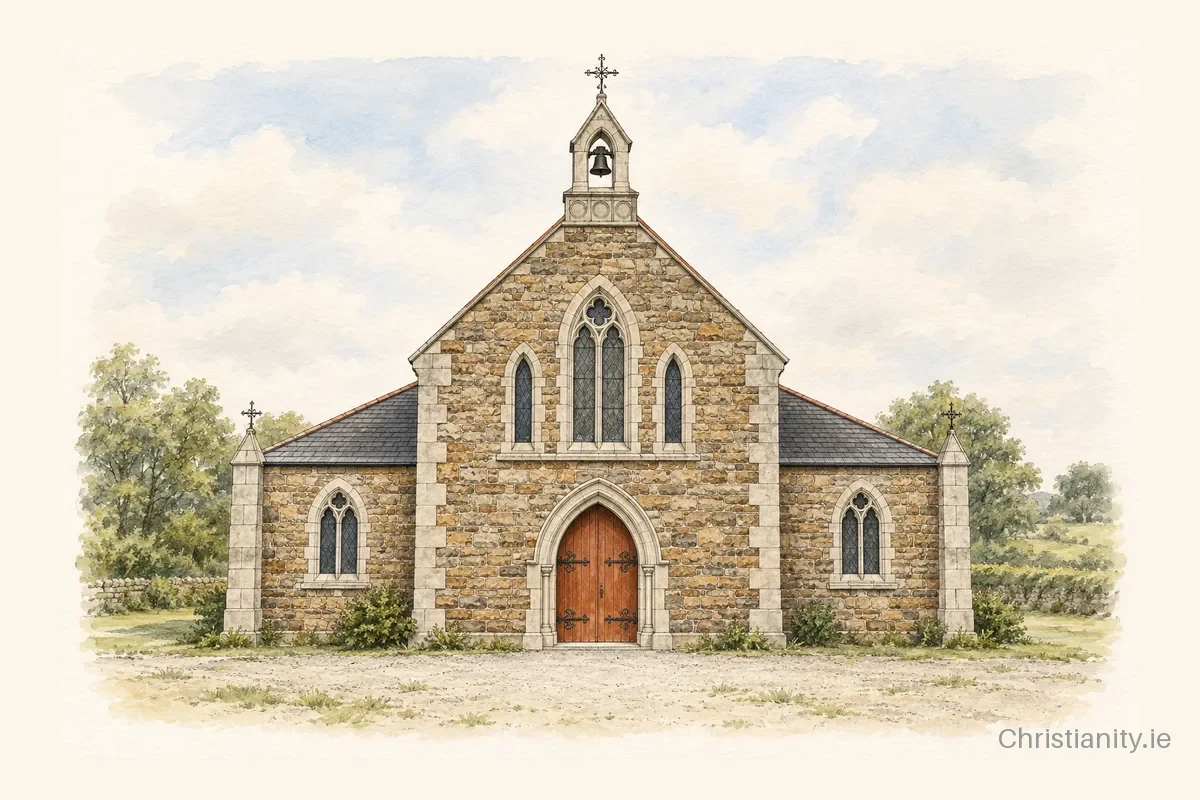 Watercolour and ink illustration of Cullen Church