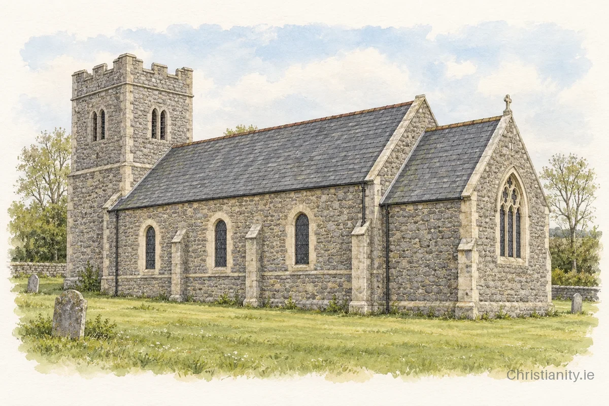 Watercolour and ink illustration of Cumber Lower Holy Trinity (Killaloo)
