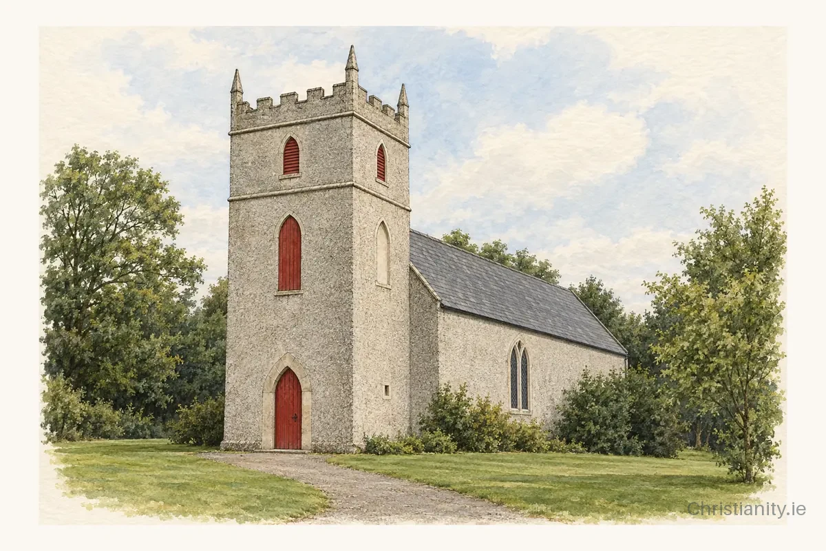 Watercolour and ink illustration of Curraclone St Peter (Bawn)