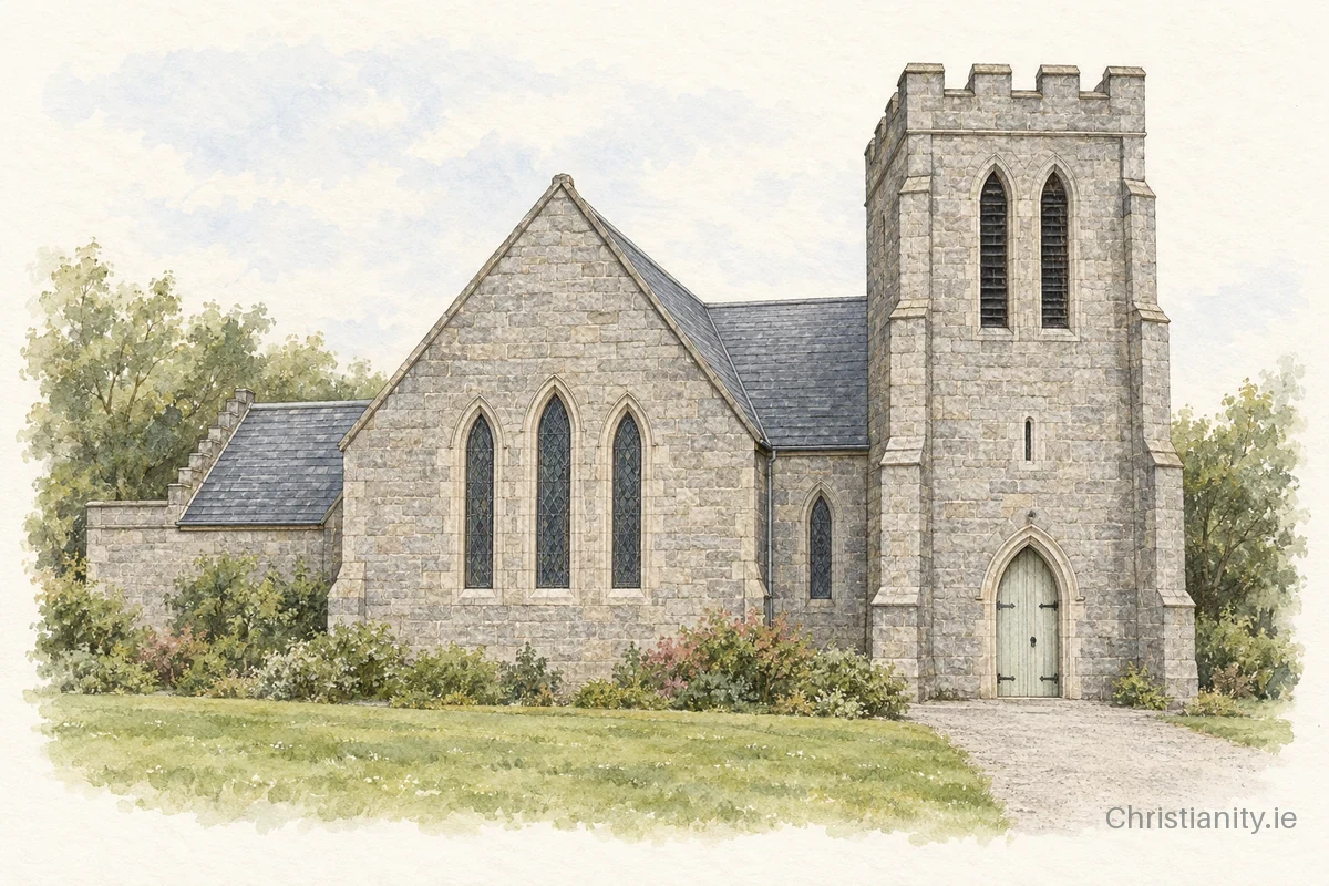 Watercolour and ink illustration of Dalkey St Patrick