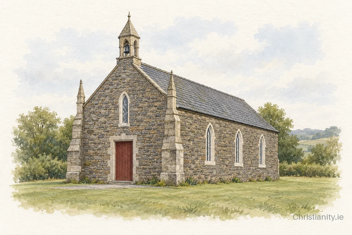 Watercolour and ink illustration of Derryheen