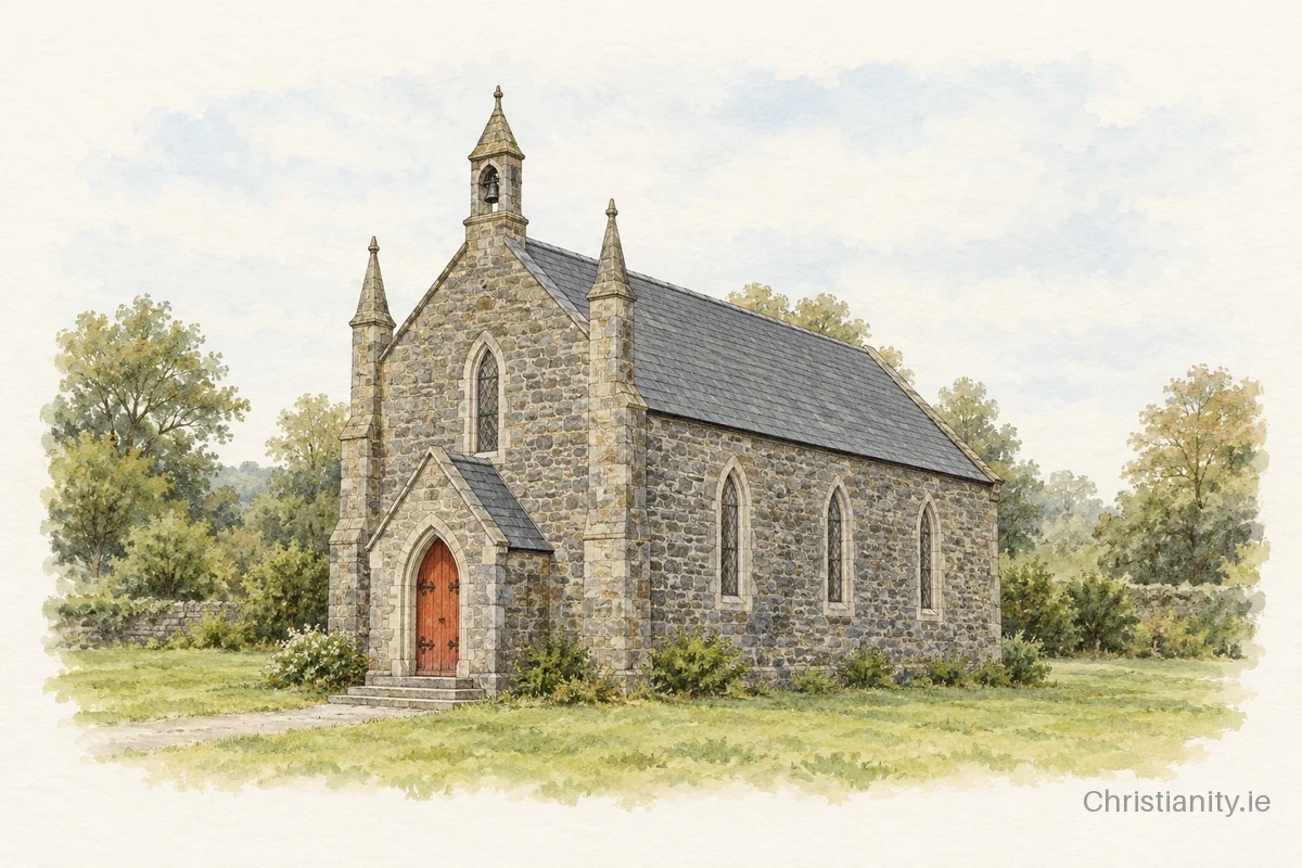 Watercolour and ink illustration of Derrylane
