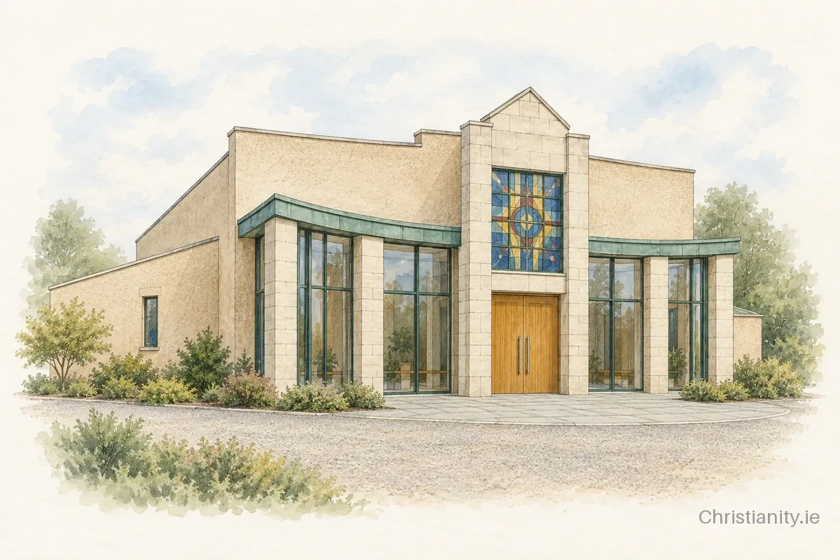 Watercolour and ink illustration of Dollingstown St Saviour