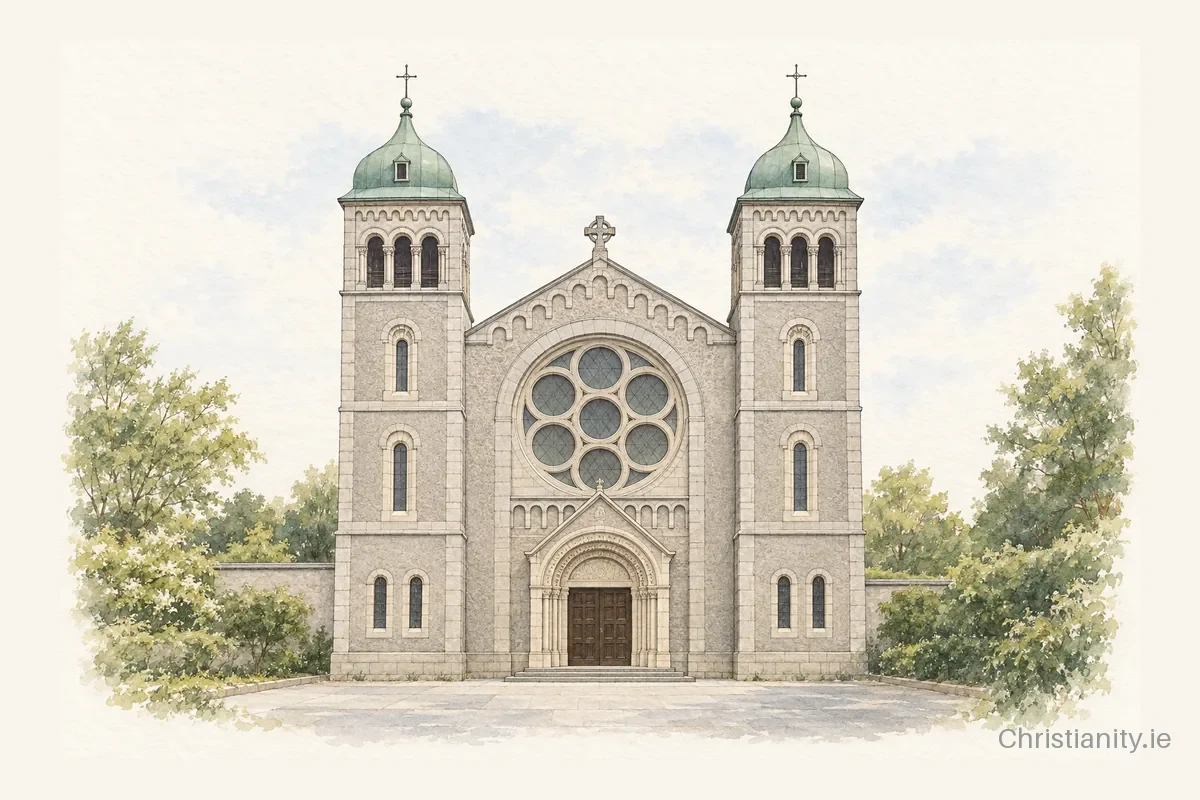 Watercolour and ink illustration of Dominican Church, Cabra
