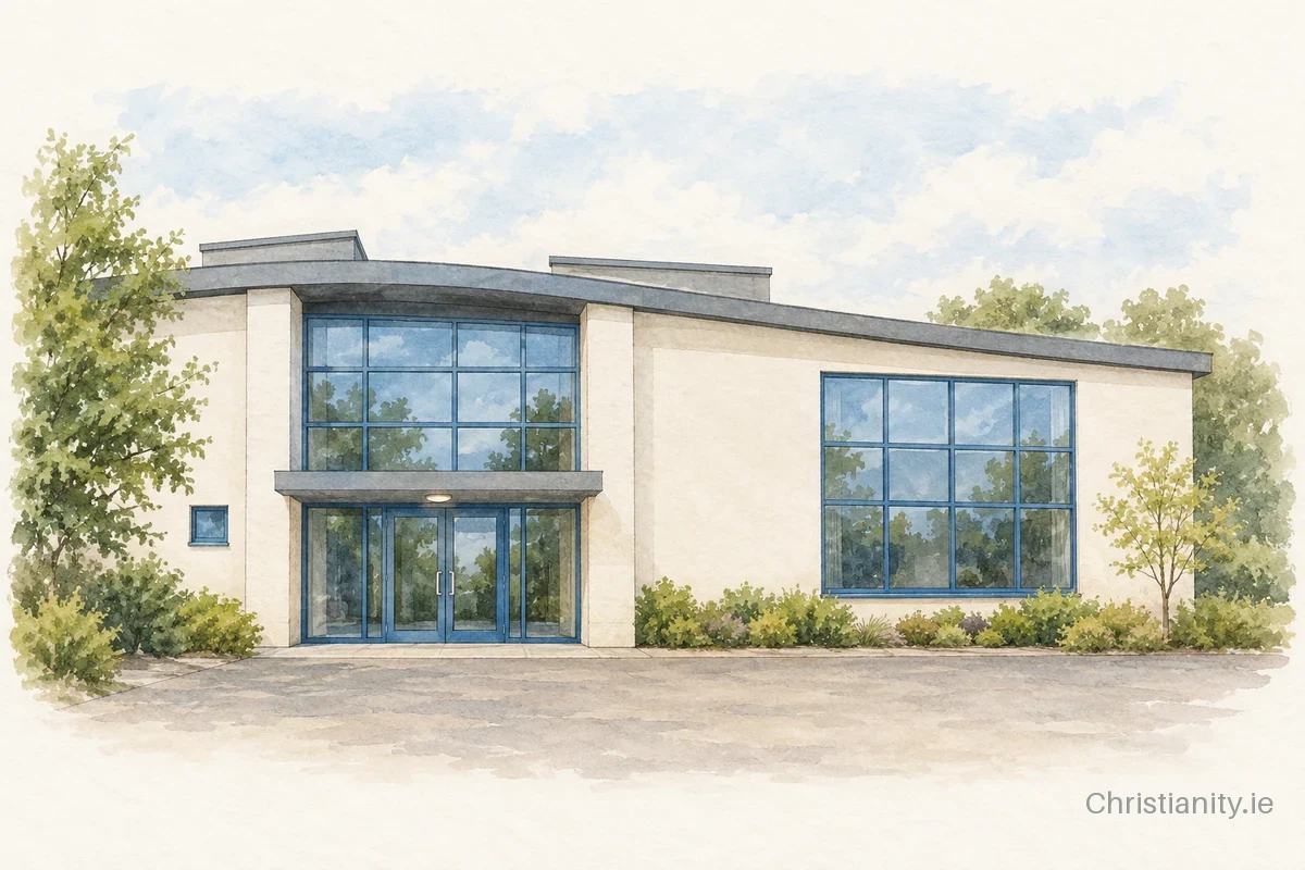 Watercolour and ink illustration of Donabate Presbyterian Church