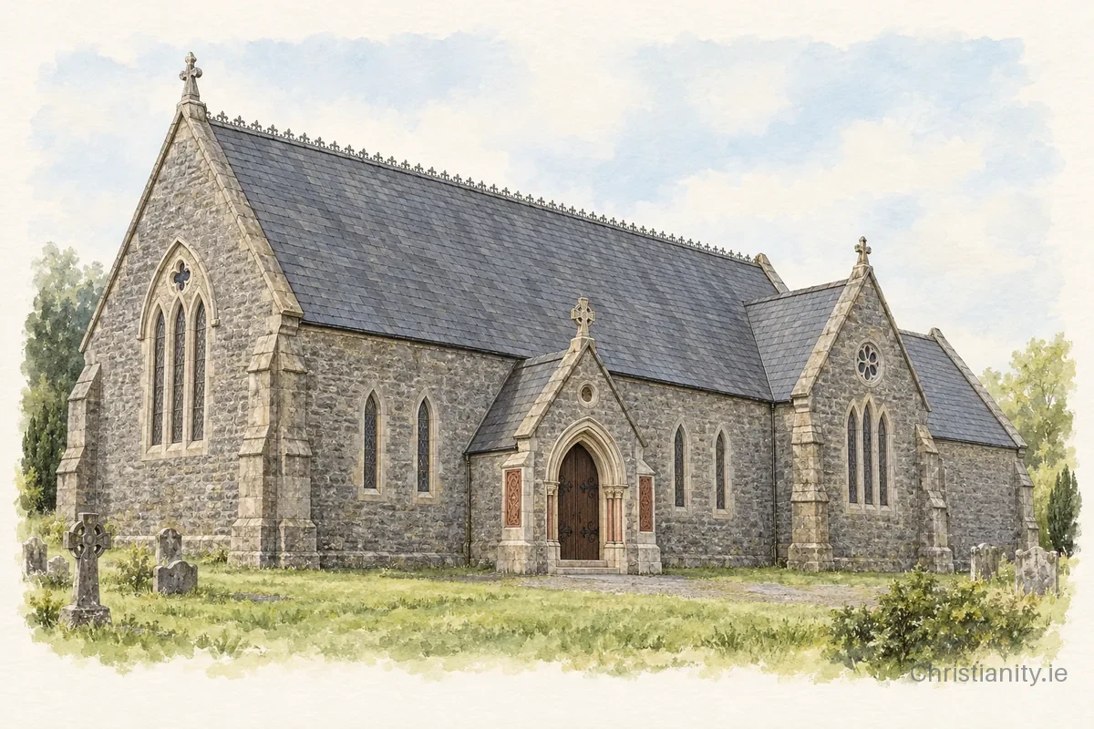 Watercolour and ink illustration of Donanaughta St John Baptist (Eyrecourt)